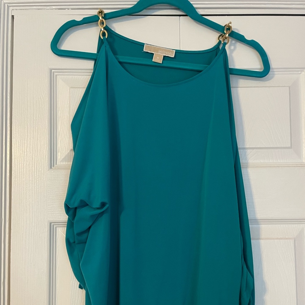 Teal Open Shoulder Michael Kors Blouse